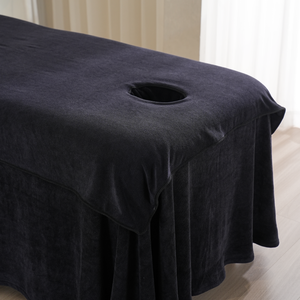 Juego de sábanas de mesa de masaje suave negro a granel incluye sábana plana de masaje o sábana bajera y cubierta de descanso facial - Product Image 4