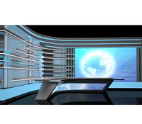 Console de diffusion de studio TV moderne personnalisée avec éclairage LED et vitrines ajustables