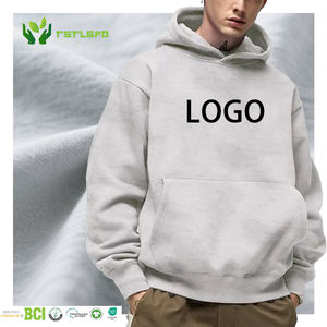 Vêtements écologiques Sweat à capuche streetwear surdimensionné Sweat à capuche épais en éponge française 100% coton Boxy Sweat à capuche homme blanc - Product Image 1