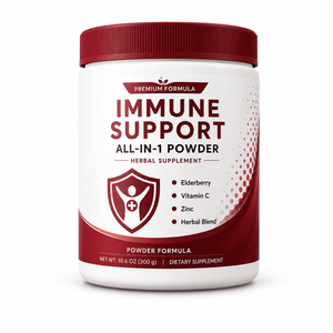 Poudre de soutien immunitaire tout-en-un en gros, complément à base de plantes 10,6 OZ, mélange naturel de sureau, vitamine C et zinc pour le bien-être quotidien - Product Image 1