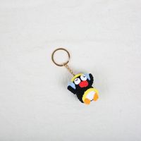 Porte-clés Pingouins Macramé Amigurumi en Crochet, Écouteurs Musicaux, Animaux en Crochet Faits Main, Peluches Tricotées, Porte-clés Pingouins Ronds