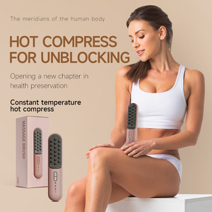 Cepillo masajeador para el cuero cabelludo, cepillo de masaje para la cabeza y el cuerpo con 3 temperaturas, masajeador de pelo portátil USB, Sikat Urut Kepala - Product Image 1