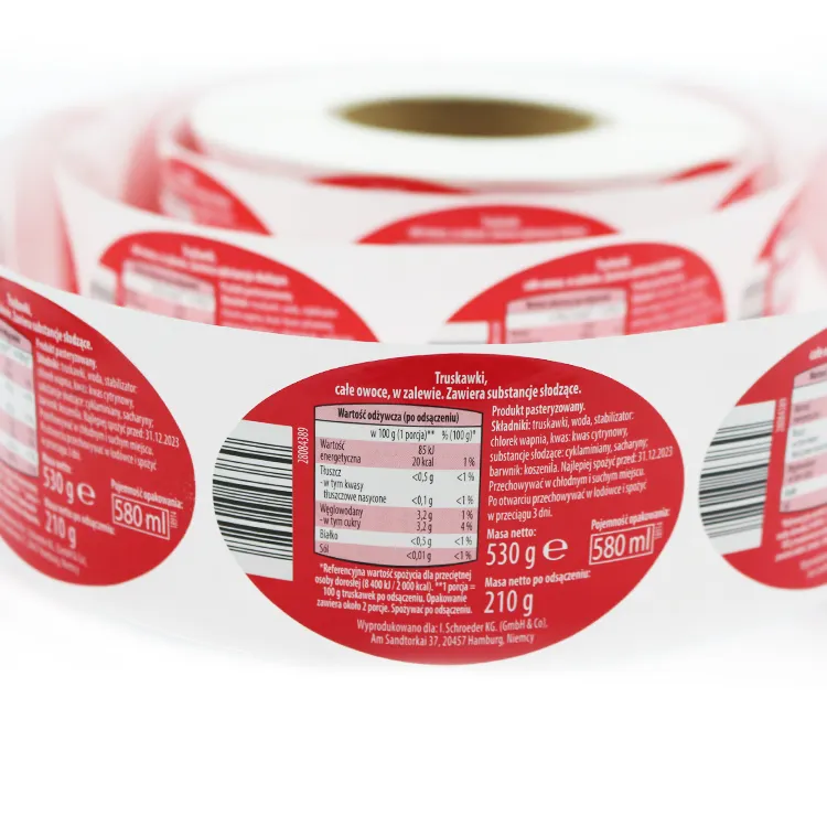 Autoadesiva impermeabile vinile lucido/opaca pellicola rotonda Die Cut etichette per il confezionamento