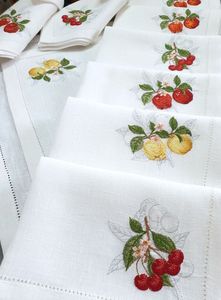 Cena <span class=keywords><strong>Restaurante</strong></span> Lino blanco Tela de algodón Hemstitch Pañuelo Paño Cóctel Servilletas Bordado Monograma Servilleta de mesa - Product Image 2