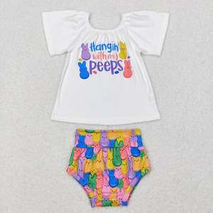 Vendita Speciale: Costume Colorato da Coniglietto Pasquale con Stampa 'Hang With <span class=keywords><strong>My</strong></span> Peeps' per Bambina - Product Image 6