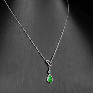 Pendentif en jadéite naturelle en forme de gourde, argent S925, bijoux pour femmes, style chinois, cadeau avec certificat d'évaluation D642 - Product Image 4