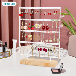 PENOBON, pendientes de hierro de madera maciza, estante de joyería, moderno, elegante, blanco, 27x7x35cm, exhibición de almacenamiento colgante - Product Image 5