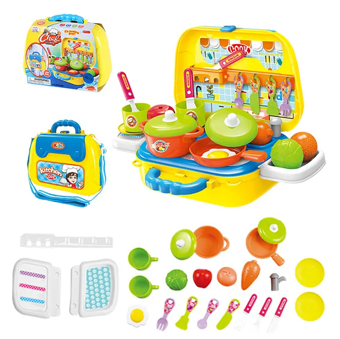 Bambini caldi mobili felici giocattoli da cucina fai finta di giocare cibo ragazze cucinare Mini piccoli giocattoli di plastica cucina