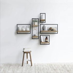 Étagère murale en bois de <span class=keywords><strong>pin</strong></span>, étagères de rangement en fil métallique, étagères flottantes en bois, accessoires de meubles muraux pour la maison - Product Image 1