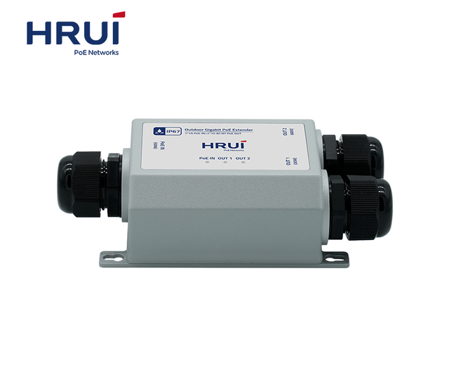 IP67 Waterproof Gigabit PoE Extender , IEEE802.3af/at/HiPoE 60W, 1 in 2 Out, 6KV Surge & 8KV ESD, -40~75°C for Harsh Environment