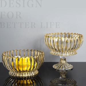 D220mm luxe cristal Transparent doré Sterak ligne fruits bol assiette plat verre plateau de service mariage maison élégant Art déco - Product Image 5