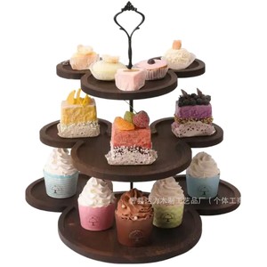 Wooden Cupcake Rack <b>3</b> <b>Tier</b> Round Durable <b>Cake</b> <b>Stand</b> For Wedding Party Dessert Display - Product Image 5