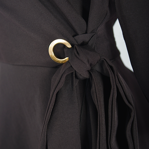 Robes de carrière à manches courtes, couleur unie, avec volants et taille haute, style ample pour femme, idéales pour le bureau - Collection <span class=keywords><strong>Africaine</strong></span> - Product Image 5