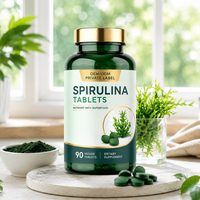 Comprimés de spiruline de qualité alimentaire à marque privée OEM, vitamines, supplément alimentaire à base de plantes, approvisionnement en vrac