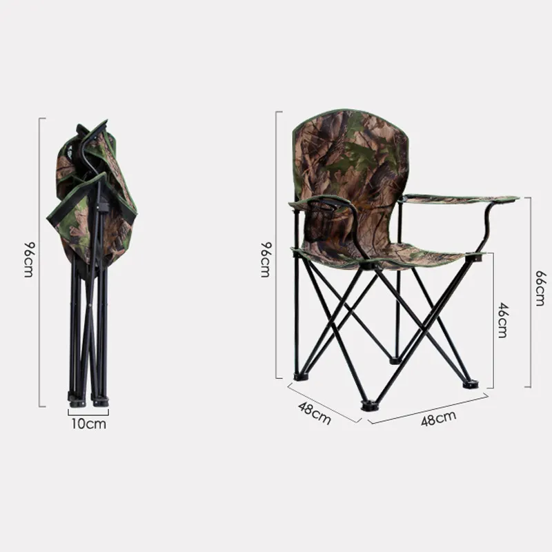 Cadeira de acampamento portátil dobrável confortável com almofada dobrável e braços Cadeira de pesca