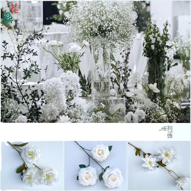 LFH nova flor de simulação de casamento branco salão de casamento hotel teto decorativo linha estrada chumbo arranjo alto