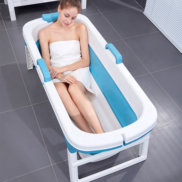 Vasca Pieghevole Portatile Per Adulti - 120x60x55 Cm Con Schienale E Cuscino Gonfiabile - Foto 6