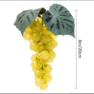 装饰性假/塑料水果-束人造绿色葡萄什锦人造葡萄簇橡胶磨砂葡萄束