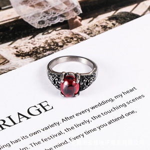 Retro Floral Stainless Steel Gemstone <b>Ring</b> SA664 Wedding <b>Couple</b> Unisex Jewelry - Product Image 4