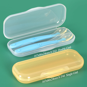Boîte de transport pour ustensiles de pique-nique SUNSHING, porte-couverts en silicone pour bébé, conteneur à couverts en plastique épais, étui de voyage pour cuillère et fourchette - Product Image 1