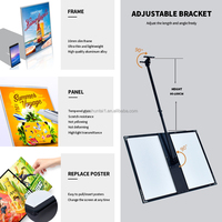 Affichage de menu LED lumineux pour café de restauration rapide, cadre en aluminium avec boîte lumineuse publicitaire rétroéclairée en PVC acrylique pour la commande de plats