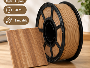 เส้นใยไม้ PLA ขนาด 1.75 มม. น้ำหนัก 1 กก. ผิวไม้ขัดได้สำหรับผู้ผลิตงานฝีมือ - Product Image 1