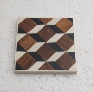 Wood Inlay Pearl Color Resin Square Coaster Sets Table Place <b>Mat</b> Hot Sale <b>Waterproof</b> Classic Style Pcs Color Feature - Product Image 2
