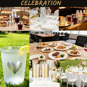 Set di Piatti Decorativi per Tavolo da Matrimonio, Piatti Rotondi da 13 Pollici in Plastica Colorata Oro Rosa con Motivo a Riff - Product Image 4