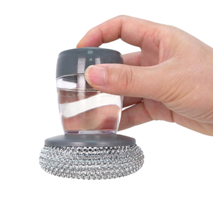 Premium Soap Dispensing Washing <strong>Brush</strong> With Integrated Detergent Dispenser Steel Dish Scrubber Metal Sponge Kitchen For Household - Product Image 1
