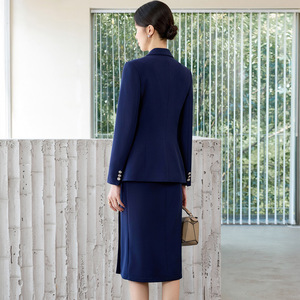 Women's Single Button Suit Set Polyester Worsted Anti-Wrinkle Office Lady Autumn Long Sleeve Formal Work Uniform - Product Image 4