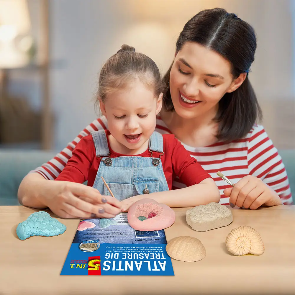 Di Vendita caldo FAI DA TE Giocattoli Educativi STELO 5 IN 1 Scavare Kit Jewel Marine conchiglie di perle Scienza Bambini Scavare Kit per bambini