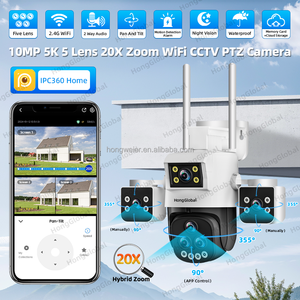 Hongglobal 10MP 5K 5 ống kính <span class=keywords><strong>360</strong></span> độ nhà ngoài trời không dây thông minh PTZ máy ảnh không dây IP <span class=keywords><strong>WIFI</strong></span> surveil CCTV An ninh mạng máy ảnh - Product Image 2
