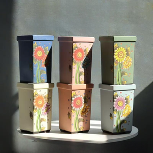 กระถางเซรามิคทรงสี่เหลี่ยม MSH ระบายอากาศได้ดี สำหรับปลูกต้นอีออนियमและไม้อวบน้ำขนาดใหญ่ สำหรับสวน - Product Image 1