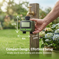 Temporizador de Riego Digital Inteligente para Jardín con 2 Salidas, Pantalla LCD de 3 Pulgadas, 3 Programas Independientes, Retraso por Lluvia, Bloqueo Infantil, IP55, a Batería