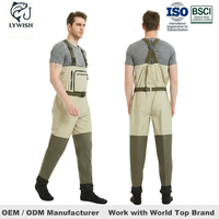 Wader de pêche et de chasse 3 couches en nylon respirant et durable, avec poche poitrine, pied antidérapant, imperméable et isolé
