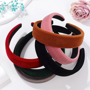 Serre-tête en velours couleur unie style français pour femme, accessoire capillaire rehaussant la silhouette, usage quotidien - Product Image 4