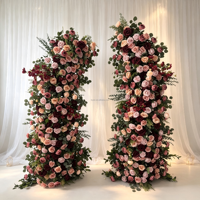 Ensemble de piliers de fleurs artificielles asymétriques et colorées de luxe avec arrangement de roses et de dahlias, pour toile de fond de scène, entrée de banquet