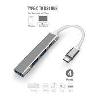 Station d'Accueil USB 3.0 2.0 4 Ports en Alliage d'Aluminium, Hub Adaptateur Type-C 4 en 1 pour Ordinateur de Bureau et Téléphone Portable, Stock Disponible