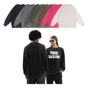 เสื้อสเวตเชิ้ตผ้าฝ้าย 100% สวมใส่สบาย แฟชั่นลำลอง สไตล์วินเทจ ล้างสีแบบแอซิดวอช คอกลม สามารถสั่งทำโลโก้ได้ - Product Image 5