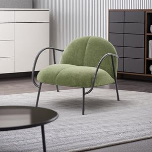 Nordic Modern Wrought Iron Single <b>Sofa</b> Chair Green Fabric Ergonomic Living Room Chair - Product Image 4