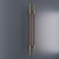 Manija Larga Contemporánea de Madera de Nogal Negro con Herrajes de Acero Inoxidable de Alta Resistencia para Escaparates Modernos de Tiendas Minoristas