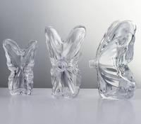 Flacon de parfum en verre transparent en forme de papillon de 30 ml et 50 ml avec pompe pulvérisatrice à sertir de 15 mm et capuchon fantaisie rose doré
