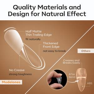 Modelones - Uñas Postizas Cortas Francesas en Forma de Almendra, ABS Transparente, Cobertura Completa, Preformadas, Puntas Suaves, 216 Piezas, 12 Tamaños, Caja de Plástico, DIY para el Hogar - Product Image 4