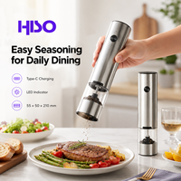 Electric Salt and Pepper Grinder Set Stainless Steel 70ml Type-C Rechargeable One Button LED Transparent Spice Mill