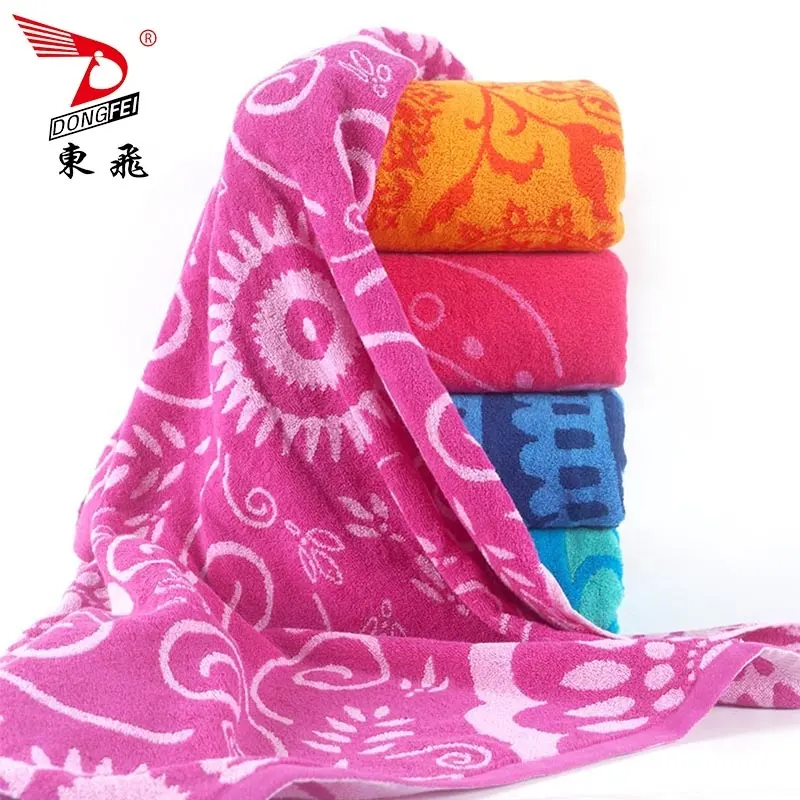 100% cotton good design beautiful yarn dyed jacquard terry large beach towel