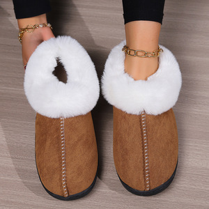 2024 Classic Winter Indoor Flats for Ladies <b>Soft</b> Faux Fur for <b>Slippers</b> with Cushioning Heels TPR Outsole New Design Warm Plush - Product Image 4