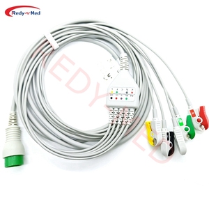 สายตรวจคลื่นไฟฟ้าหัวใจ (<span class=keywords><strong>ECG</strong></span>) สำหรับเด็กและเยาวชน รุ่น <span class=keywords><strong>Creative</strong></span> K12 คุณภาพมาตรฐาน ISO 13485 ผลิตจากวัสดุ TPU พร้อมคลิป/สแนป 5 หัวแบบ IEC/AHA 6 พิน สำหรับใช้ในทางการแพทย์ - Product Image 2