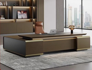 Escritorio de oficina MDF en forma de L ejecutivo de diseño moderno de lujo E0 Grado CEO Boss Panel de madera <span class=keywords><strong>Muebles</strong></span> de oficina de lujo - Product Image 3