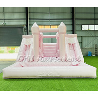 Maison blanche de rebond de videur gonflable de grand toboggan d'eau blanc de PVC Offre Spéciale avec la fosse de boule et la double glissière
