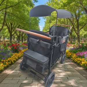 Hoge Kwaliteit Dubbele Steel Stalen Frame Kinderwagen Opvouwbaar Grote Ruimte Vier Zits Ademende Baby Wagon - Product Image 5